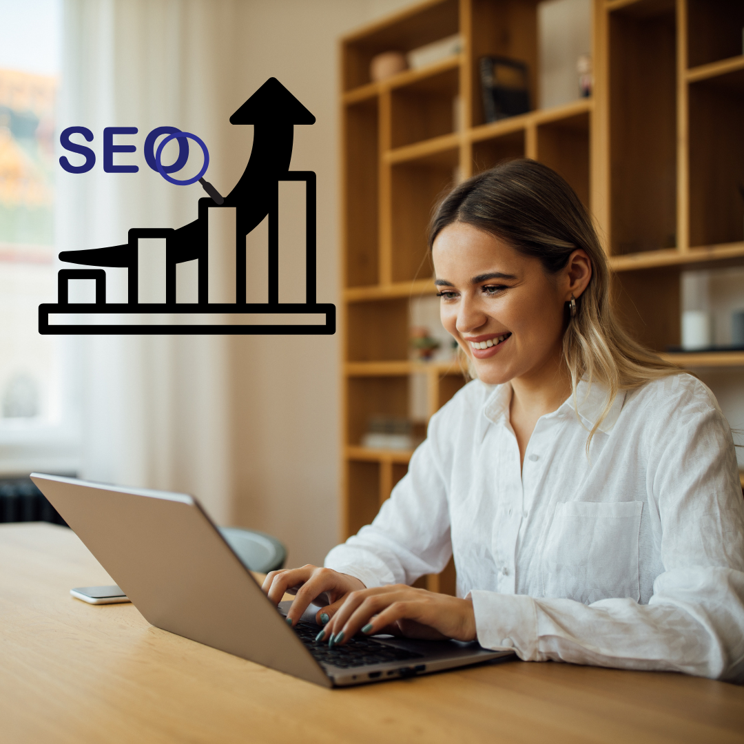 IT professional working on laptop with glowing AI and SEO symbolizing growth and opportunity.